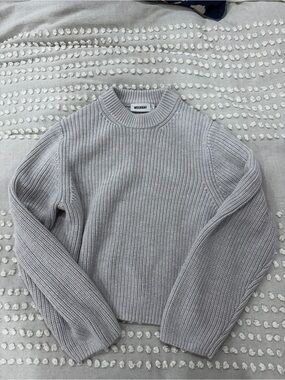 Weekday Light Gray Ribbed Crewneck Sweater